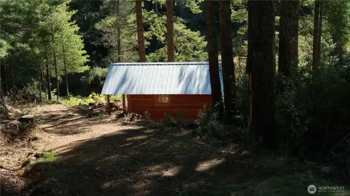 shed going down the driveway.