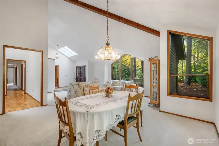 The dining room is just off the kitchen to the left