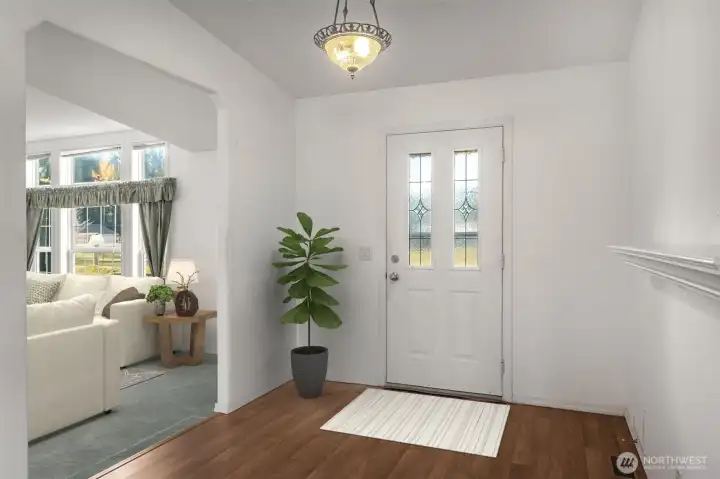 Enter inside the main entry and view all of the great space (virtually staged)