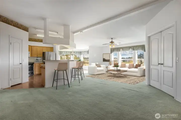 So much space to spread out. Double doors lead to office/den