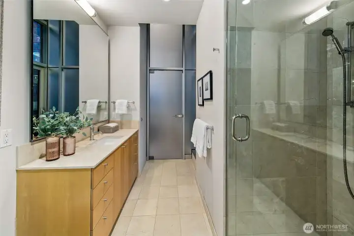 additional 1/2 bath for guest off entry