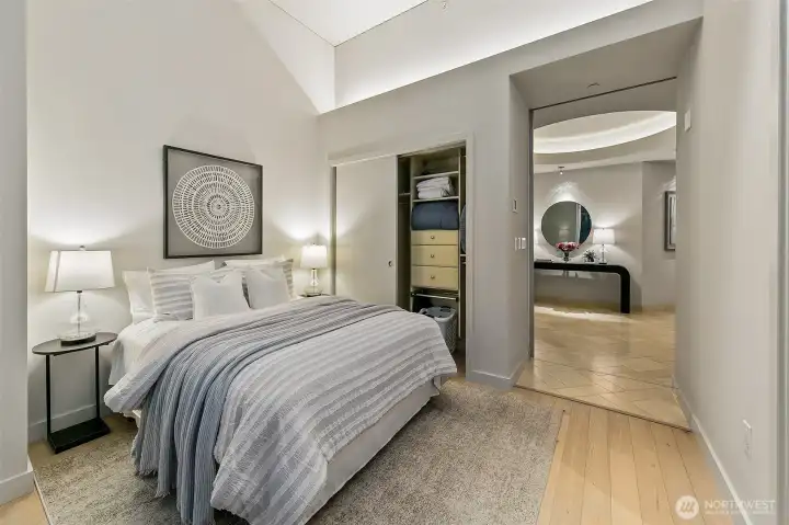 2nd bedroom is oversized with ample closet and 12 foot ceilings 2nd bedroom is oversized with ample closet and 12 foot ceilings