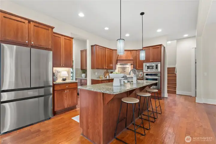 kitchen with new refrigerator