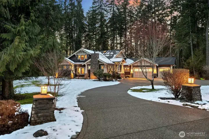 Home is set back from the road for privacy