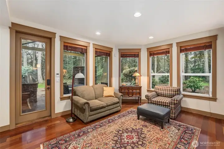 Breakfast or reading nook off the kitchen, leading to covered patio