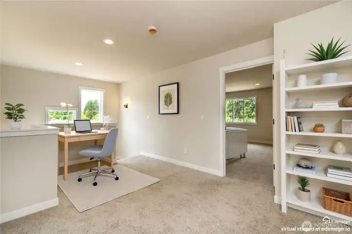 Flex space up stairs is perfect for TV, gaming, office, reading nock, yoga area. Flex space up stairs is perfect for TV, gaming, office, reading nock, yoga area.