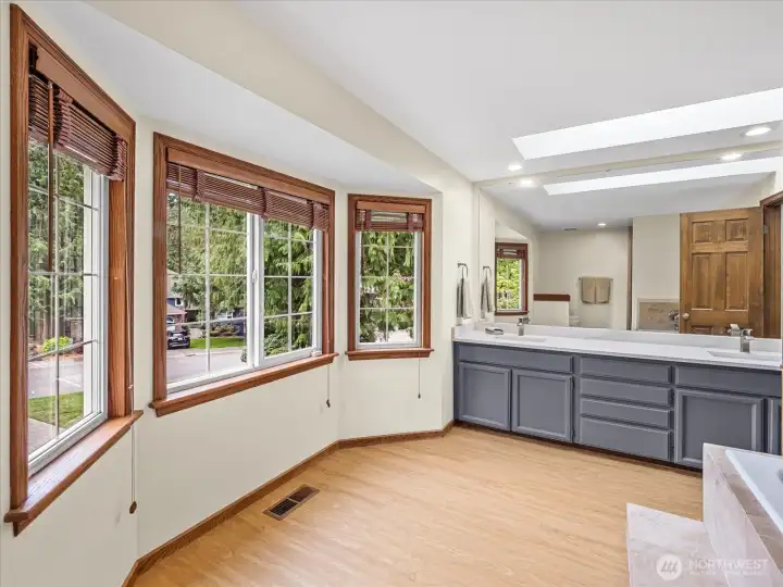 Spacious primary bathroom.