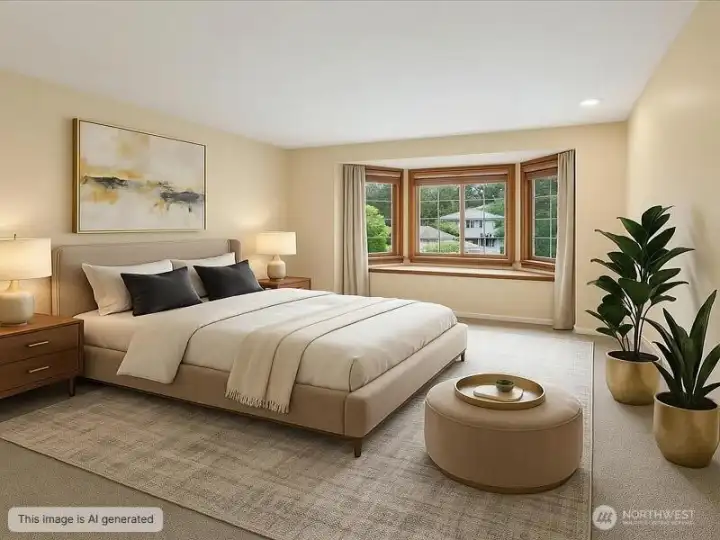 Bedroom with bay windows Bedroom with bay windows