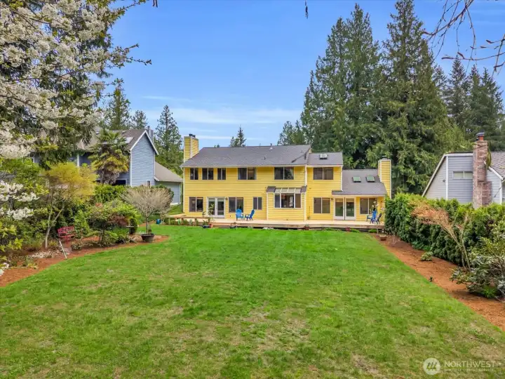 Large flat backyard! Great for entertaining. Front and back lawn was recently thatched, aerated and seeded.