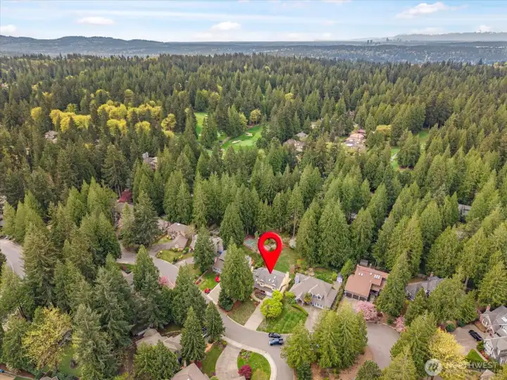 Located on a double cul-de-sac is quiet and serene.