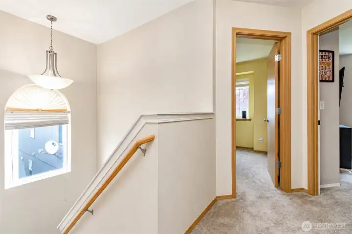 on landing top of stairs