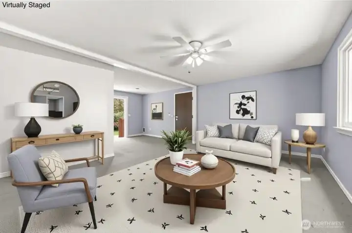 Virtually staged living rom Virtually staged living rom