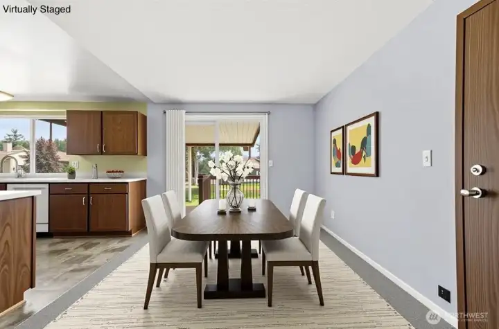 Virtually staged dining room Virtually staged dining room