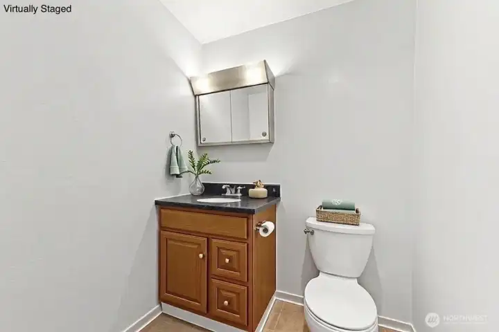 Virtually staged half bath Virtually staged half bath