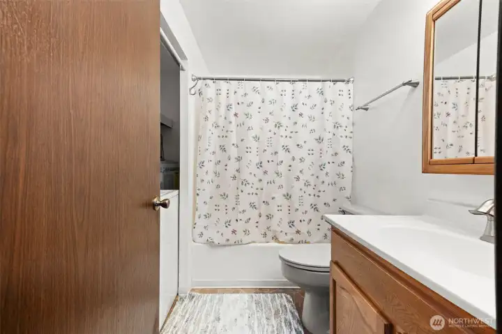 Full bath with washer and dryer Full bath with washer and dryer