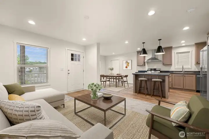 Virtually staged living room.