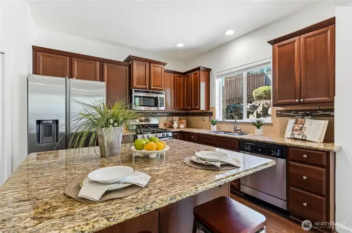 kitchen with granite slab countertops