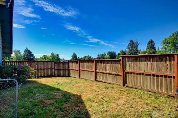 Fenced side yard Fenced side yard