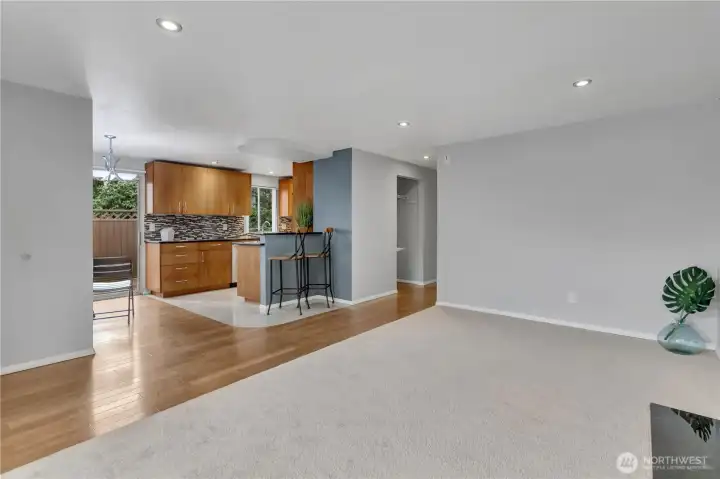 New carpet throughout the main living areas adds warmth, comfort, and a fresh modern feel. New carpet throughout the main living areas adds warmth, comfort, and a fresh modern feel.