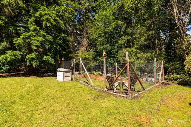 Fenced raised bed garden.