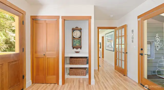 The light and airy breezeway separates the two living spaces
