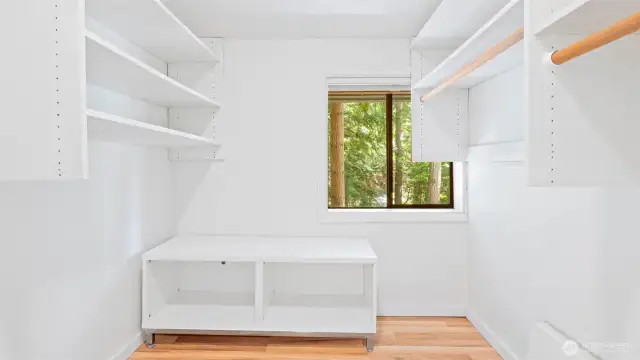 Tons of closet space with built in system