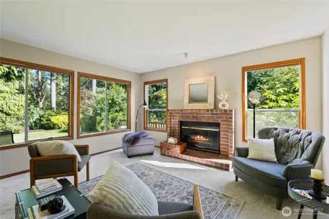 Beautiful view to nature out the many windows.