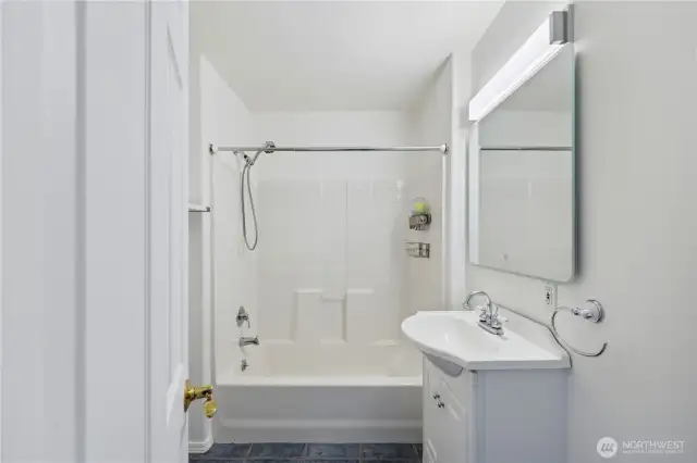 Lower level full bathroom with tub and shower combination