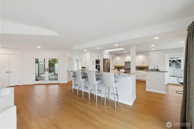 Large French doors lead into the home
