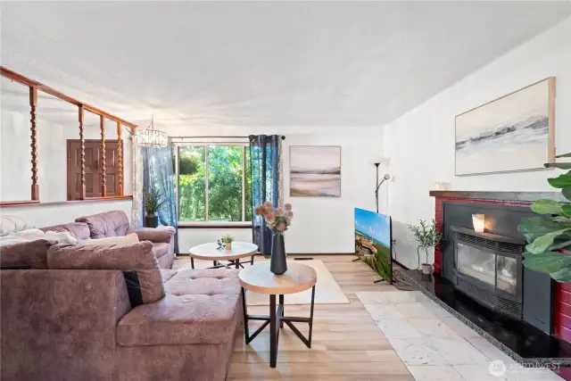 living area with propane fireplace
