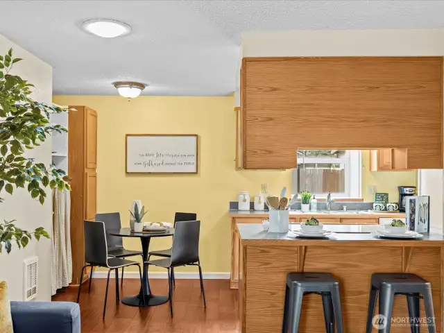 Breakfast bar seating for three