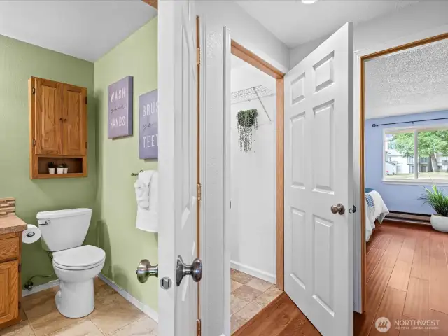 Wide doorways for accessible bathroom and laundry
