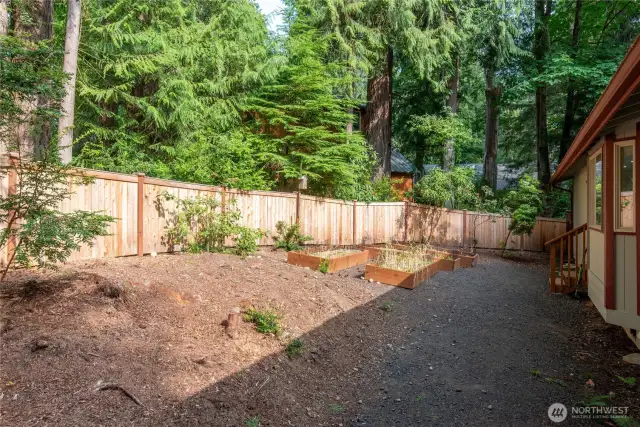 Alt view of backyard and new fencing
