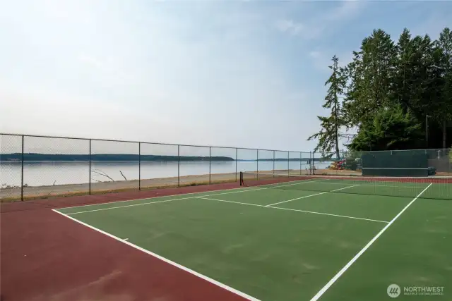 Beach side tennis court