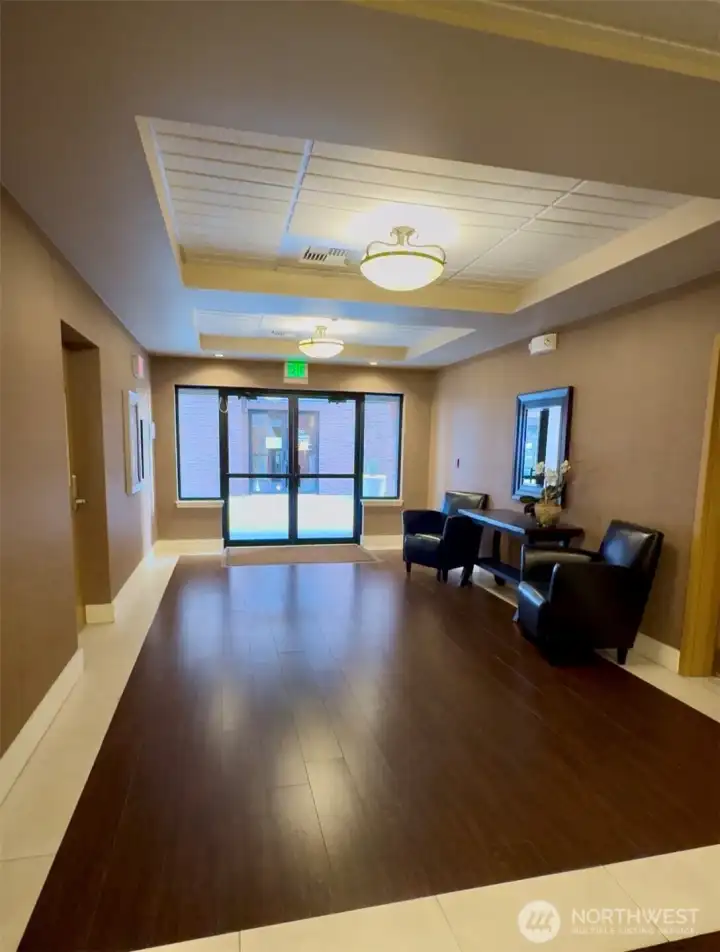 Harris Square lobby with elevator.