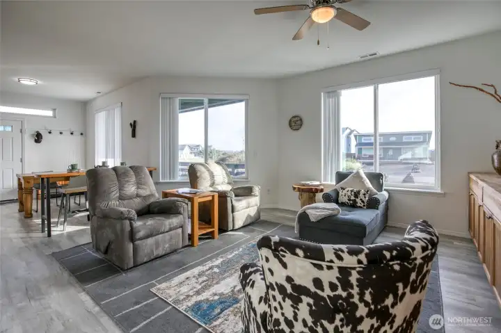 Nine-foot ceilings add to the openness of the home.