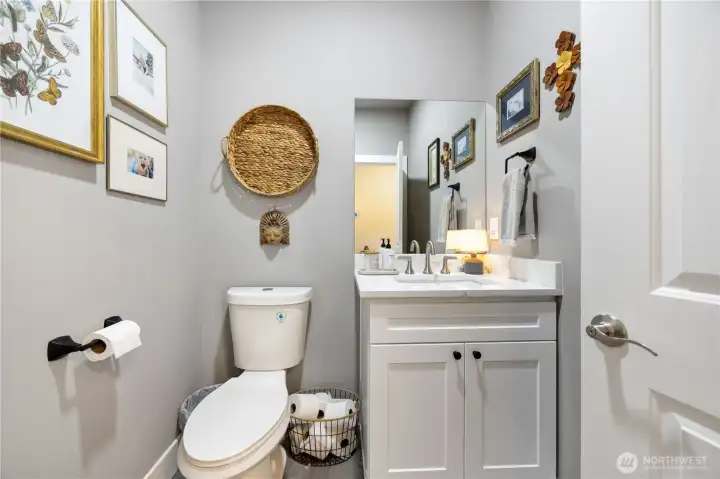 Main entry powder room