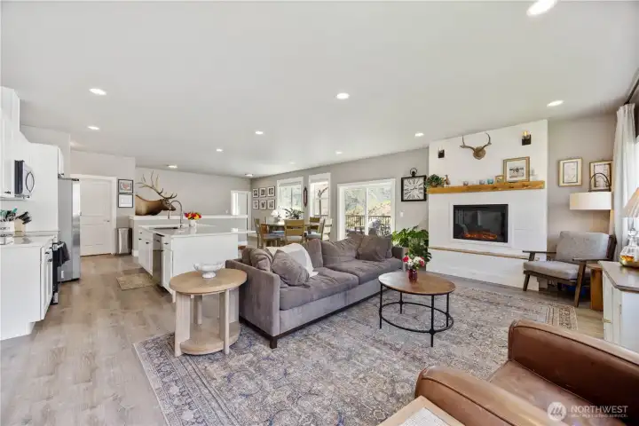 Views of great room with fire place