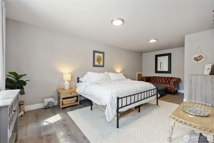 View of daylight basement guest bedroom