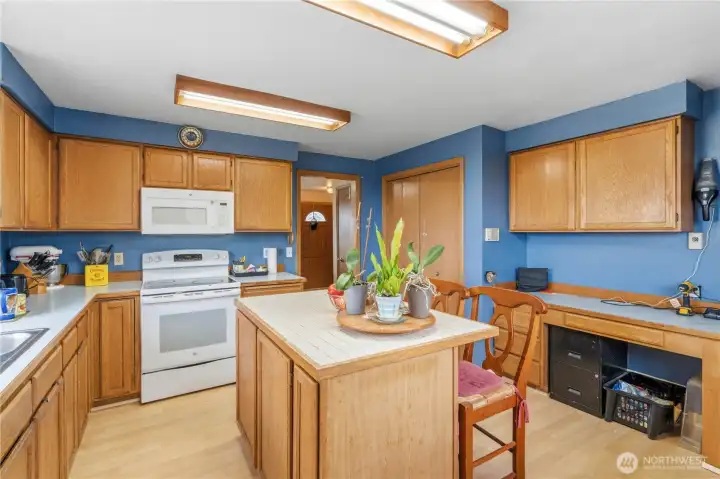Kitchen with Built-In Desk area and Pantry. So much storage!!