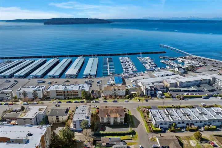 Stairs across the street to access the marina