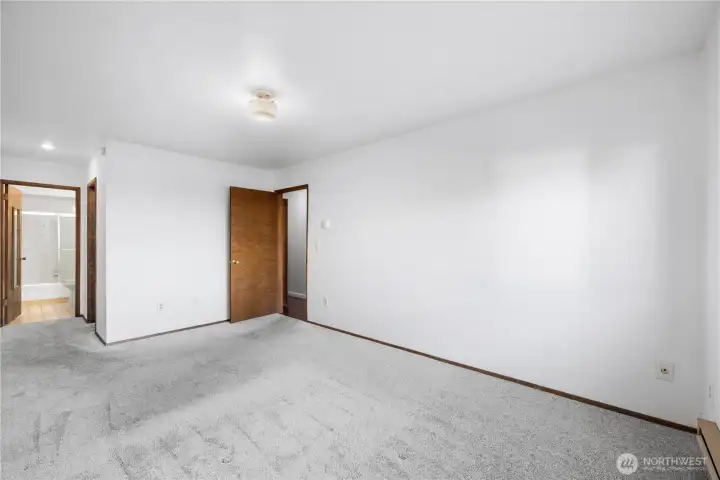 Primary bedroom with walk-in closet