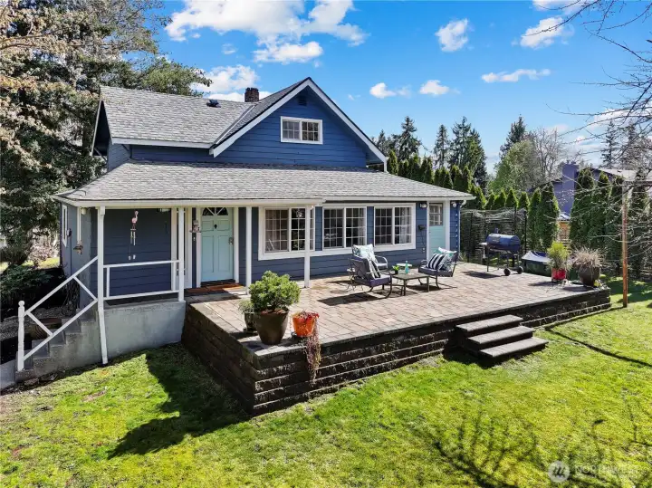Sundrenched Pavered Patio with covered porch