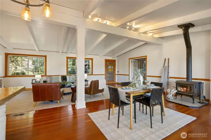 Wood stove for cozy winters.