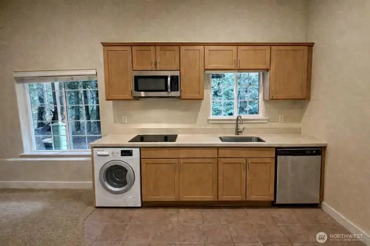 AI staging of proposed kitchen & laundry in ground floor bonus room.