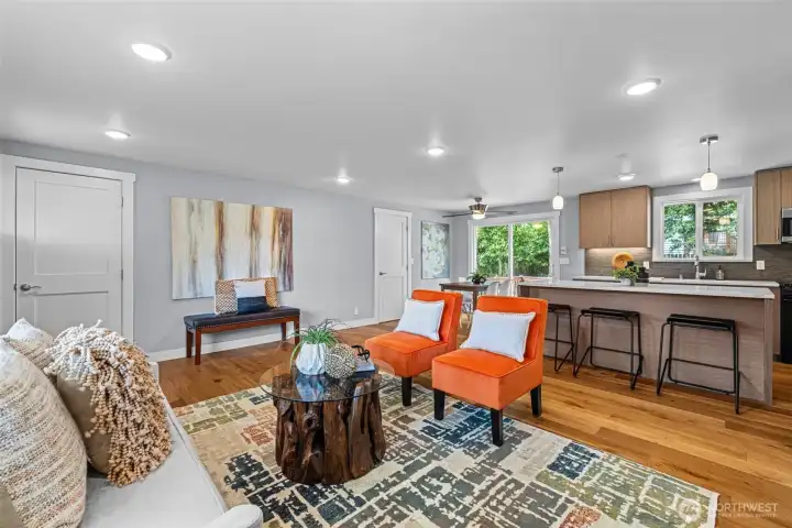 Open concept. Guest coat closet, and garage access off dining space.