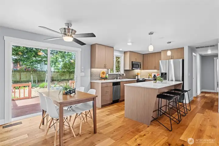 Defined dining room space. Extend your get togethers outdoors to an expansive entertaining deck.