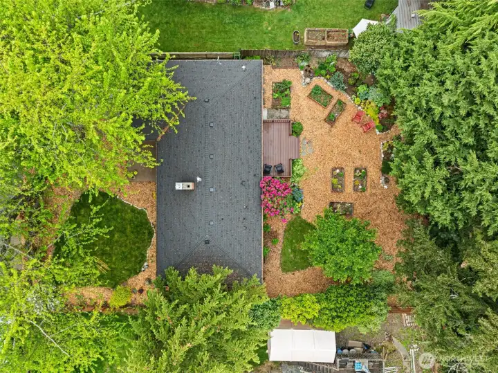 Top down aerial view.