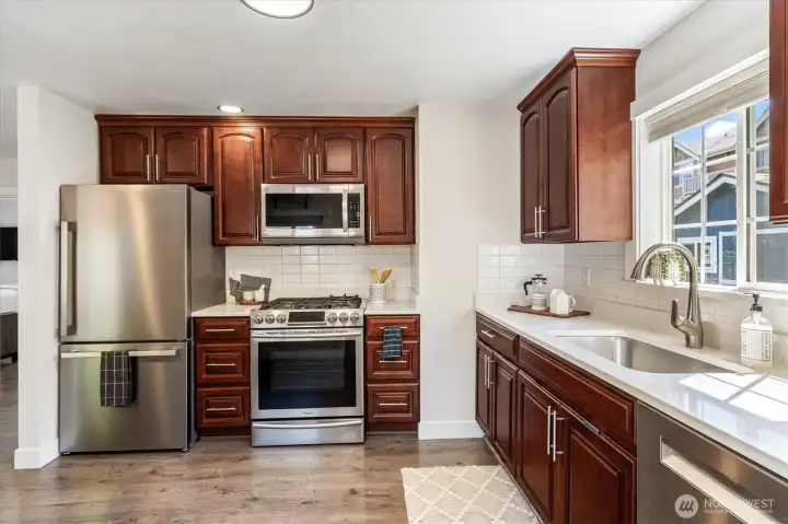 The refrigerator is new. As well as the dishwasher.
