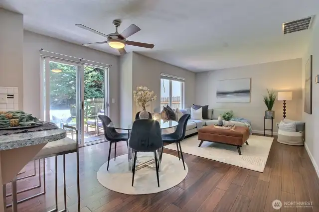 Large family room and informal dining space.